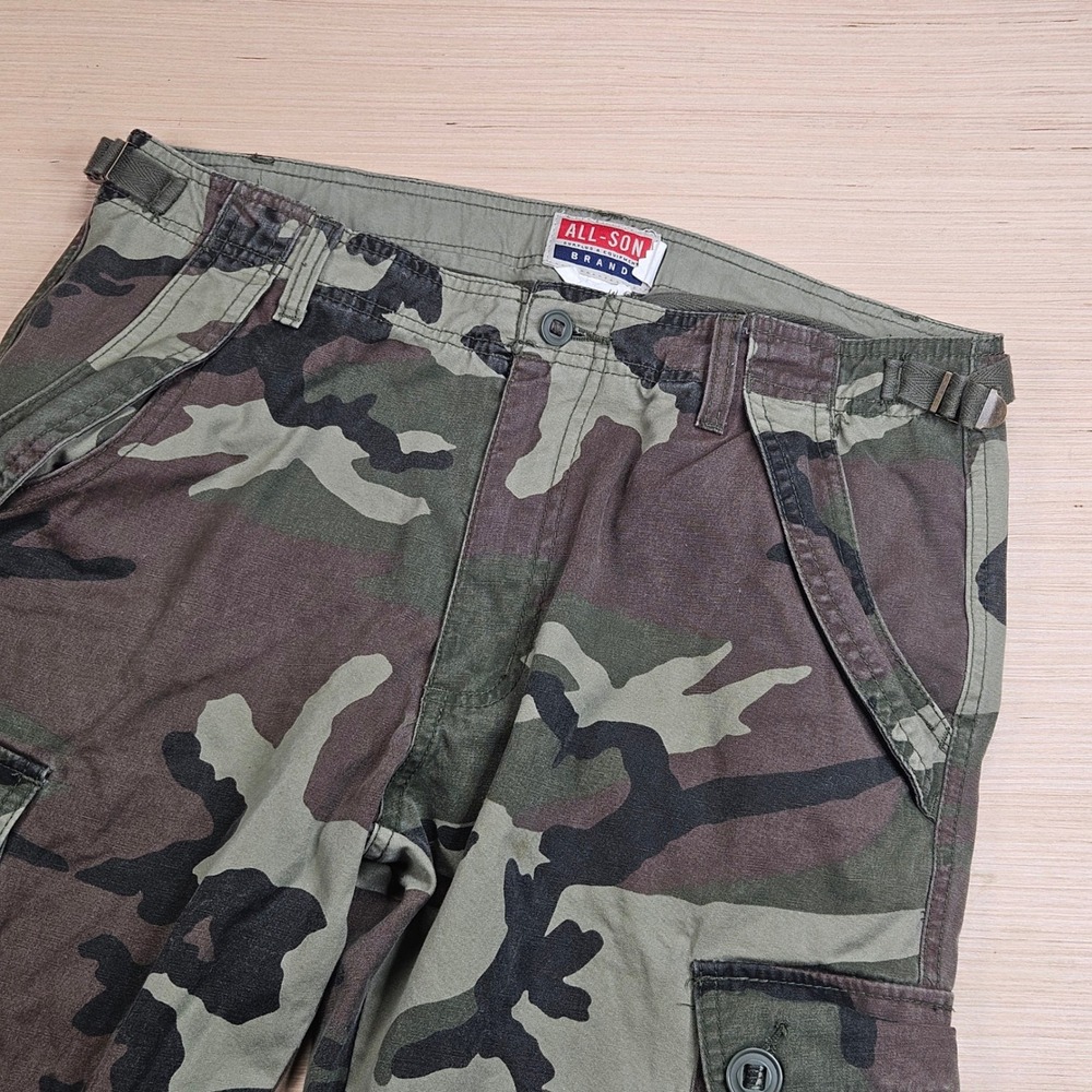 All-Son Camo Cargo Pants Men 34x31 Slim Fit Military Tactical Utility Trousers